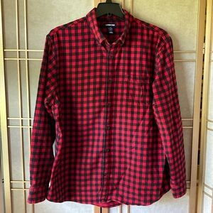 Lands' End Red & black plaid 100% cotton flannel shirt, men’s size XL